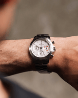 1960 Racing Chronograph, Steel / White & Deep Orange