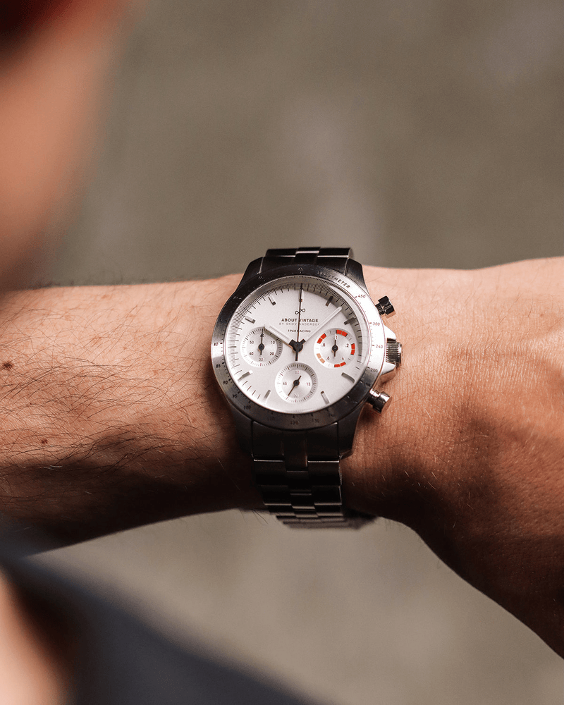 1960 Racing Chronograph, Steel / White & Deep Orange