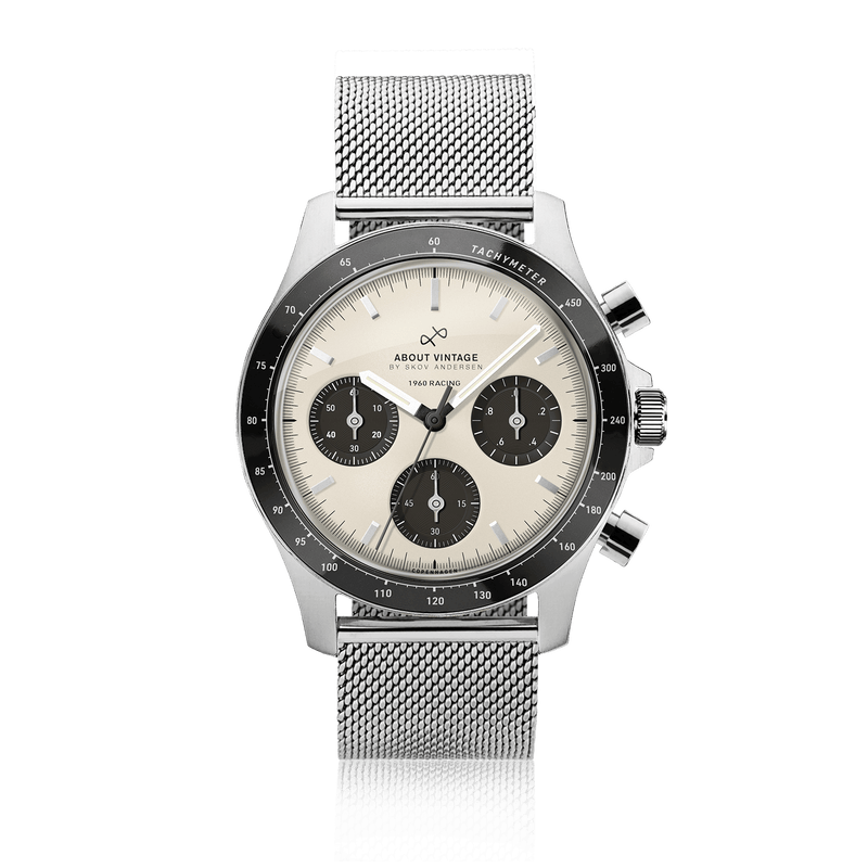 1960 Racing Chronograph, Steel / Off White & Black