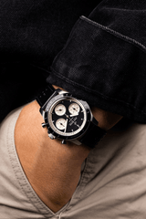 1960 Racing Chronograph, Steel / Black & Off White